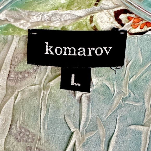 Komarov Blue Green Ivory Orange Long Sleeve Blouse Size Large. - Picture 3 of 5
